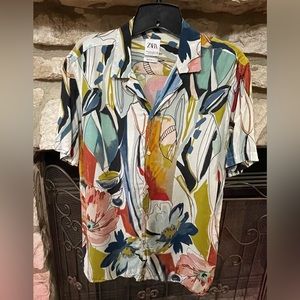 Zara Man Medium Print Shirt Relaxed Fit